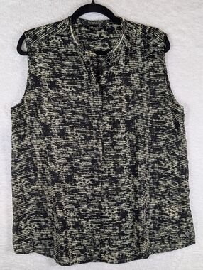 Maison Scotch  Black and Cream Sheer Textured Sleeveless Tank